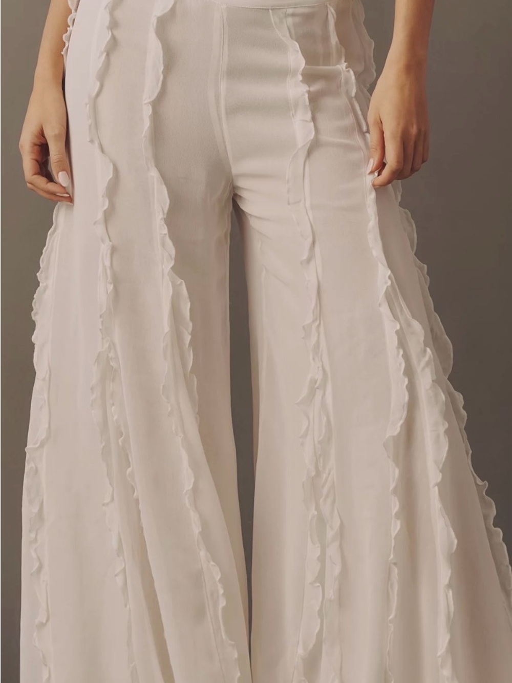 Anthropologie Lilac Ruffle Wide Leg Pants Size US 2
